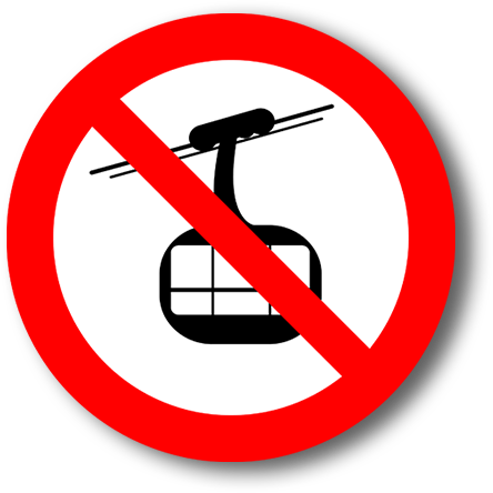 Gondel-Verbotsschild mit Schatten